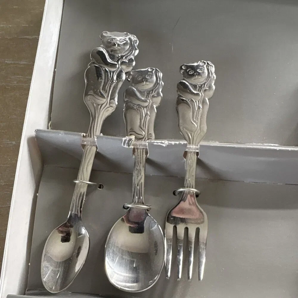 Oneida Cubby Bear 6 Piece Progress Flatware Set Stainless Steel NIB New Vintage